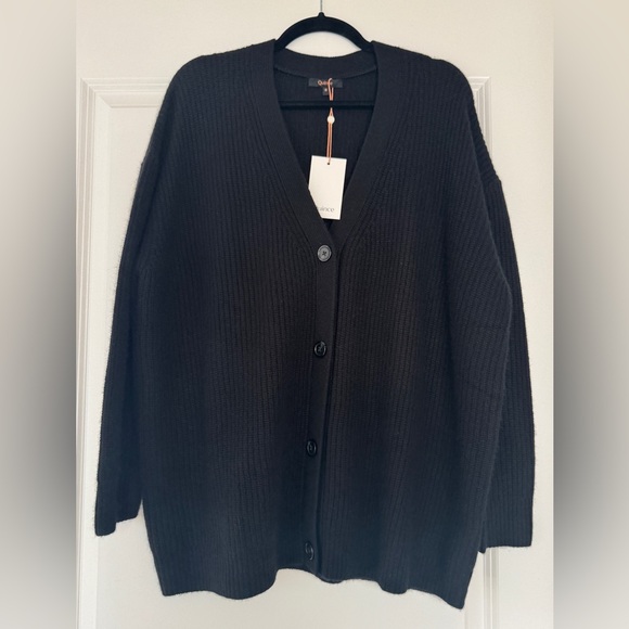 NWT! QUINCE Mongolian Cashmere Oversized Boyfriend Cardigan Sweater Black Small - Picture 3 of 11
